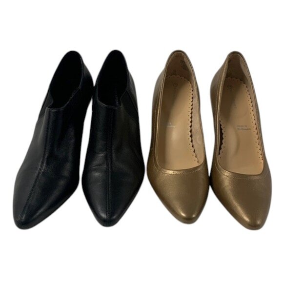 Rockport Women’s Boots Bundle Size 6 Black Ankle Boot & Bronze Gold Heels Lots 2 - Picture 1 of 16